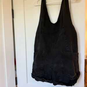 We the Free High Roller Black Denim Overalls - Shorts